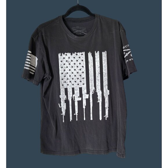 Grunt Style Graphic T-Shirt Military Rifle Design Black Size L Cotton Mens - Picture 1 of 6